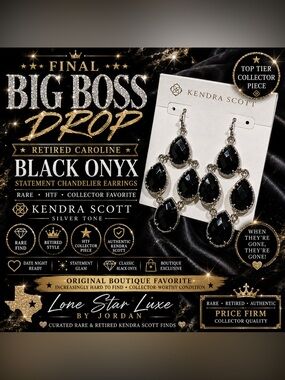 Kendra Scott Caroline Statement Earrings in Black Onyx | Silver | Retired & HTF